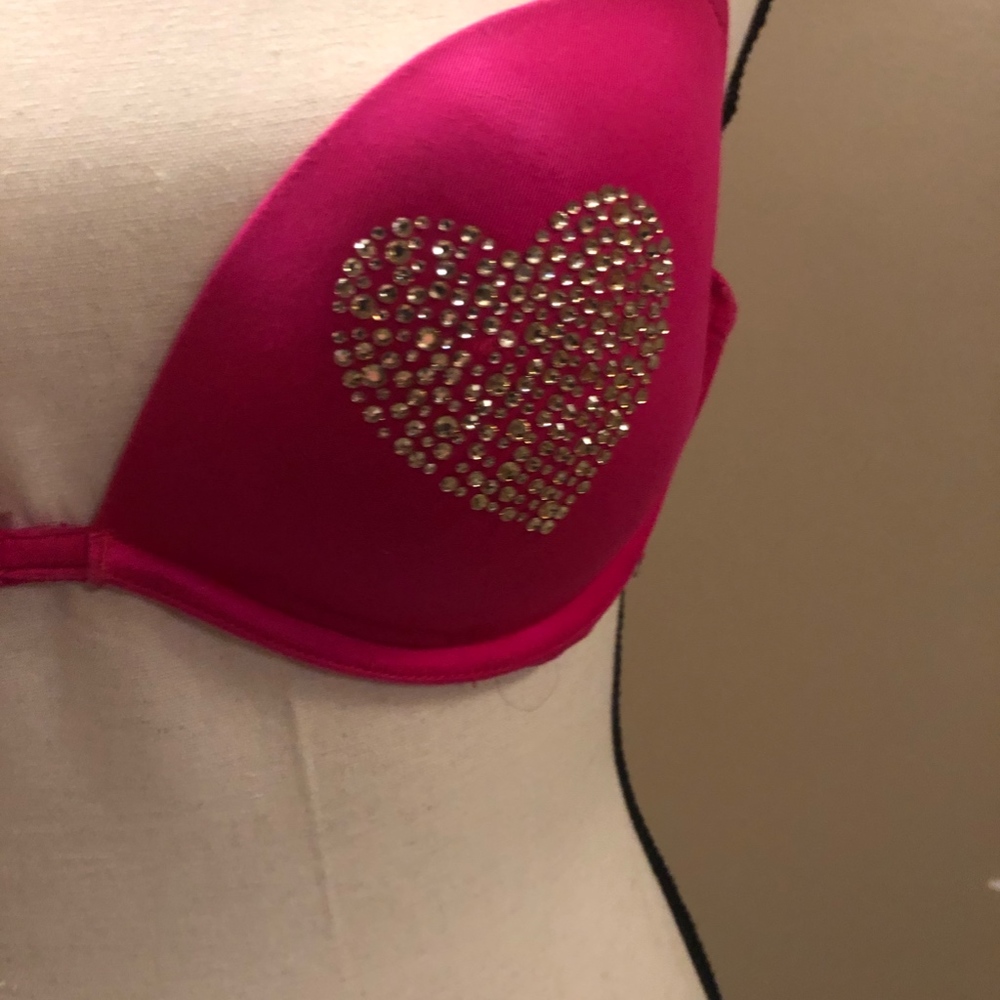 Pink Rhinestone Heart Bra - Picture 2 of 4